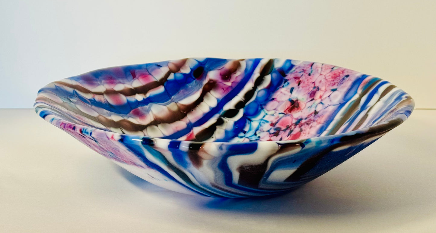 Sapphire and Mulberry Swirl - Fused Glass Art
