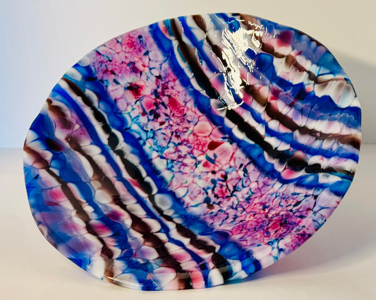 Sapphire and Mulberry Swirl - Fused Glass Art